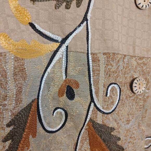 Indigo Moon Size 1X Cotton Patchwork Vintage Embroidery Wooden Buttons Neutral - Picture 5 of 10